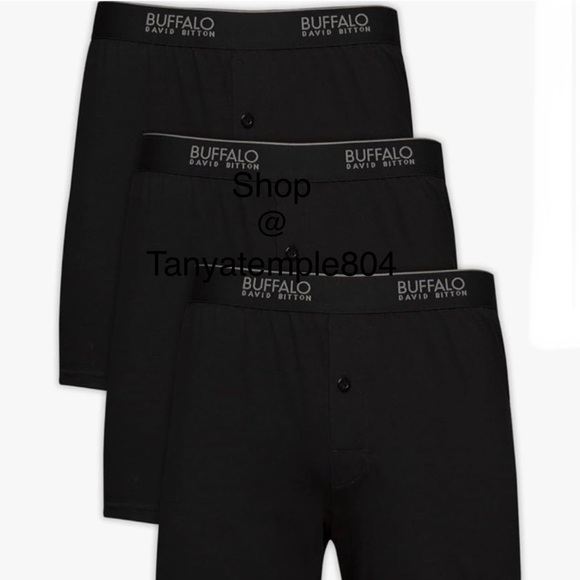 Buffalo David Bitton Black Knit Boxers Mens 3pk Medium Cotton Modal Stretch - Picture 1 of 5